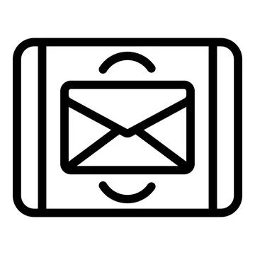 Tablet mail request icon, outline style Stock Illustration