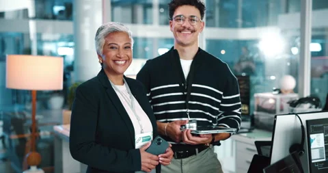 Tablet, manager and face of business people in office for review on website Stock Footage 308992678