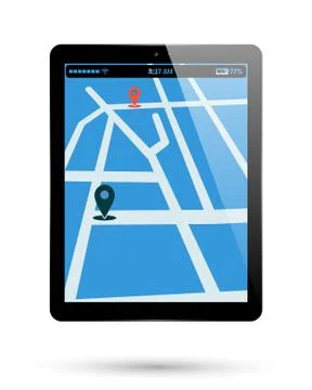 Tablet map location Stock Illustration