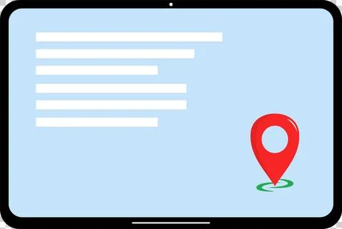 Tablet with maps icon Stock Illustration