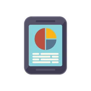 Tablet market segment icon flat vector. Customer chart Stock Illustration