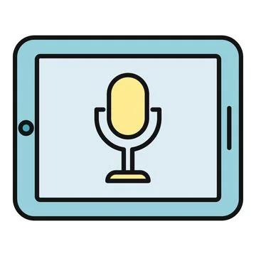 Tablet with microphone icon for voice recording Illustrazione stock