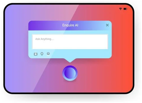 Tablet Mockup with AI Assistant Chat Pop Up Interface Stock Illustration