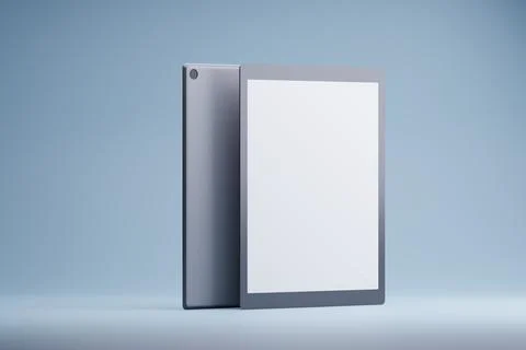 Tablet mockup, blank screen, studio, blue background, app design Stock-Illustration