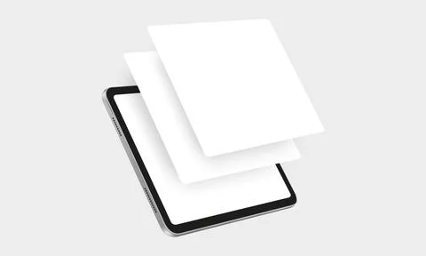 Tablet Mockup With Blank Web App Screens, Perspective Side View Stock Illustration