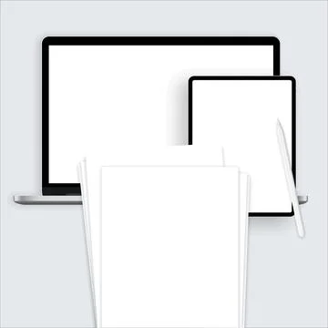 Tablet mockup, Notebook mock-up, Laptop mock up, Vector shapes, Device Illustrazione stock