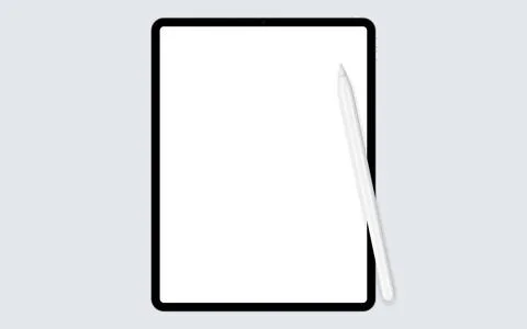 Tablet Mockup, Outline device, Smart pen, Signature pencil, Electronic drawing Stock Illustration
