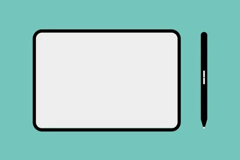 Tablet mockup pen template. Tab pencil modern tablet Stock Illustration