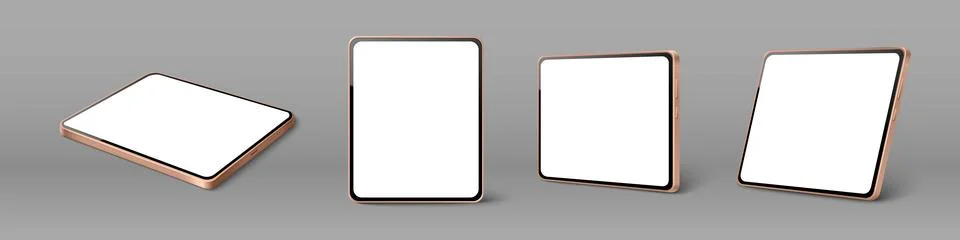 Tablet mockup set with blank white screen Stock Illustration