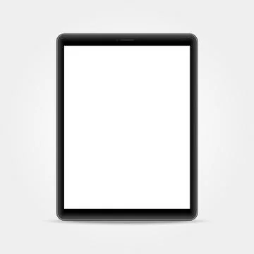 Tablet mockup on white backdrop. Realistic vertical gadget template with empty Stock Illustration