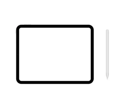 Tablet mockup white pen vector template. Tab pencil modern tablet Stock Illustration