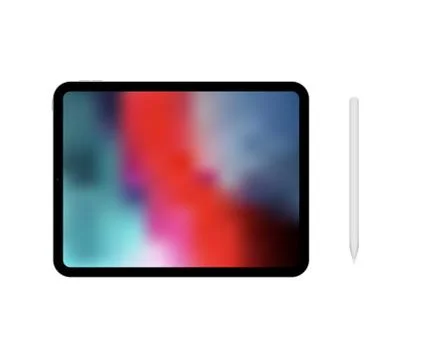 Tablet mockup white pen vector template. Tab pencil modern tablet Illustrazione stock