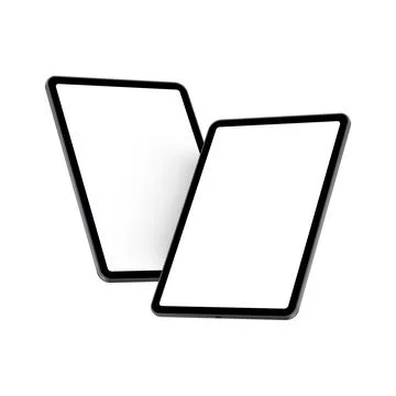 Tablet Mockups With Blank Screens, Side Perspective View Stock Illustration