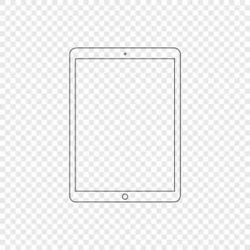 Tablet. Modern tablet computer in linear style. Tablet isolated on transparent Stock Illustration