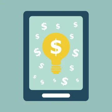 Tablet with money concept idea Stock Illustration