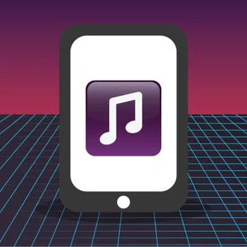 Tablet with music app tech 스톡 일러스트