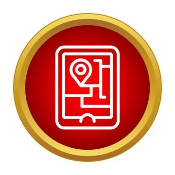 Tablet with navigation app showing location map 库存插图