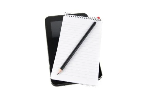 Tablet with notepad and a pencil Stock Photos