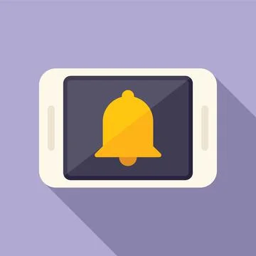Tablet notification icon flat vector. Button notice 库存插图