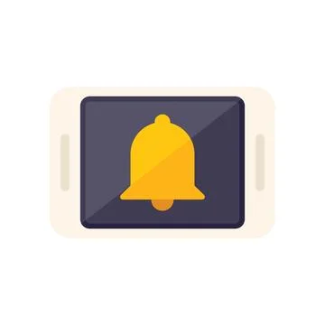 Tablet notification icon flat vector. Button notice Stock Illustration