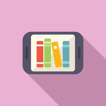 Tablet online books icon flat vector. Read person guide Stock Illustration