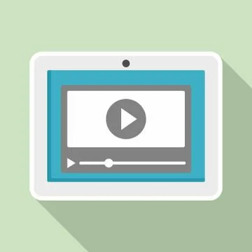 Tablet online learning icon, flat style Stock Illustration