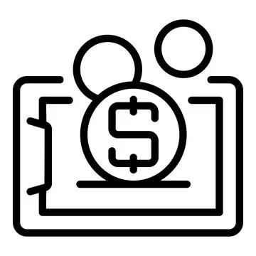 Tablet online monetize icon outline vector. Data profit Stock Illustration