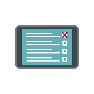 Tablet online survey icon flat isolated Illustrazione stock