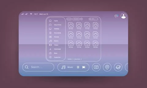 Tablet operating system dashboard interface with file manager and media con.. Stock Illustration