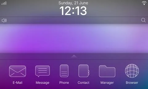 Tablet operating system home screen interface with application dock and clo.. Stock Illustration