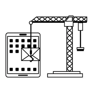 Tablet operative system under construction in black and white 库存插图