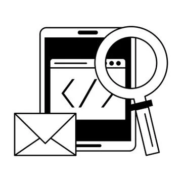 Tablet operative system under construction in black and white Illustration