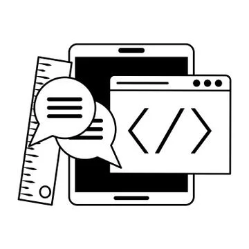 Tablet operative system under construction in black and white Stock Illustration