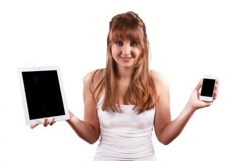 Tablet or smartphone? Stock Photos