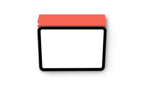 Tablet With Orange Smart Case, Top View Stock Illustration