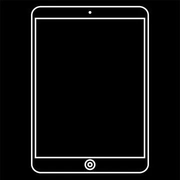 Tablet Pad Device line art on Black Background Icon Stock-Illustration