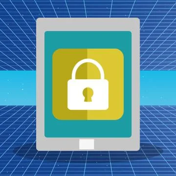 Tablet with padlock security app Stock Illustration