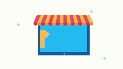 Tablet with parasol and ecommerce technology Stock Footage 124293376