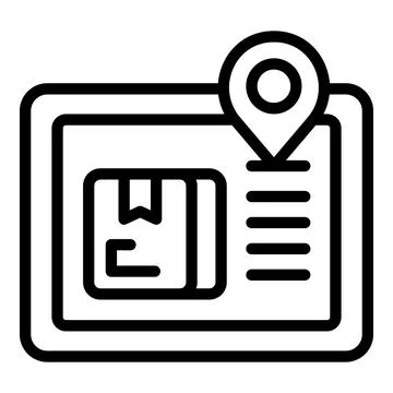 Tablet parcel tracking icon outline vector. Cargo box Stock Illustration