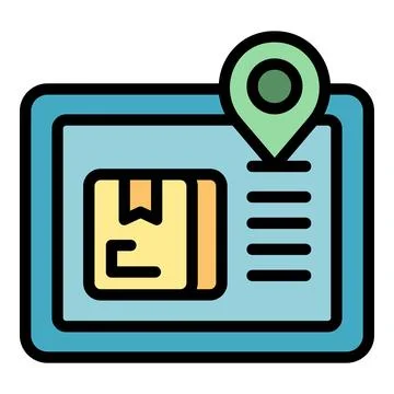 Tablet parcel tracking icon vector flat Stock Illustration