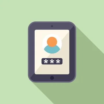 Tablet password icon flat vector. Data privacy Stock Illustration