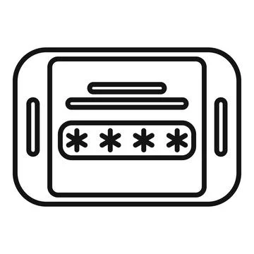 Tablet password icon outline vector. Data cipher Illustrazione stock