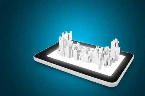 Tablet pc and 3d city Stock-Illustration