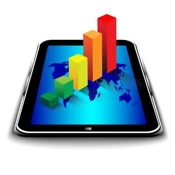 Tablet pc and business graph on the screen Stock Illustration