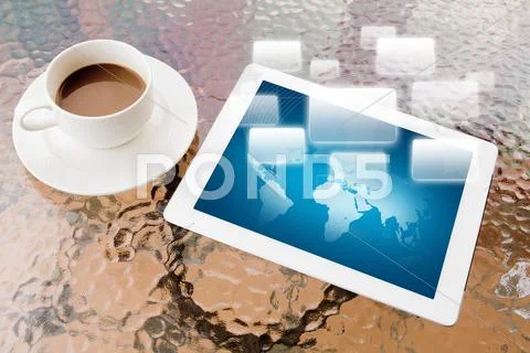 Tablet pc and coffee Stock Illustration