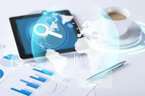 Tablet pc and cup of coffee Stock Illustration
