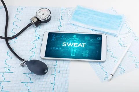 Tablet pc and doctor tools Stock Photos