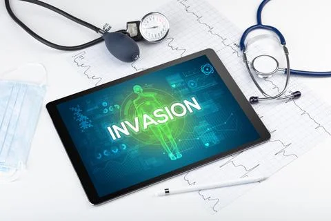 Tablet pc and doctor tools Stock Photos