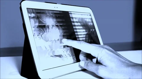 Tablet pc and hand Stock Footage 42319904