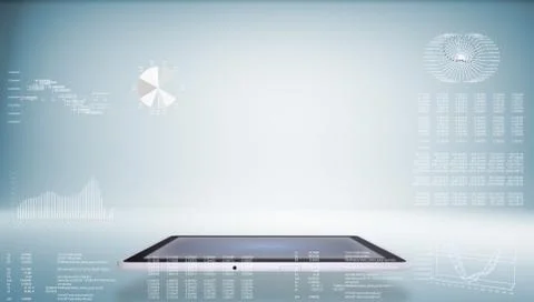 Tablet pc and high-tech graphs Stock Illustration